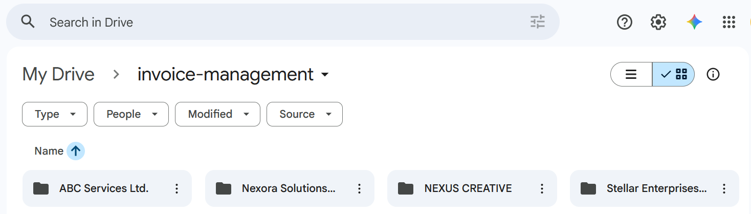 Invoice filed to Google Drive automatically